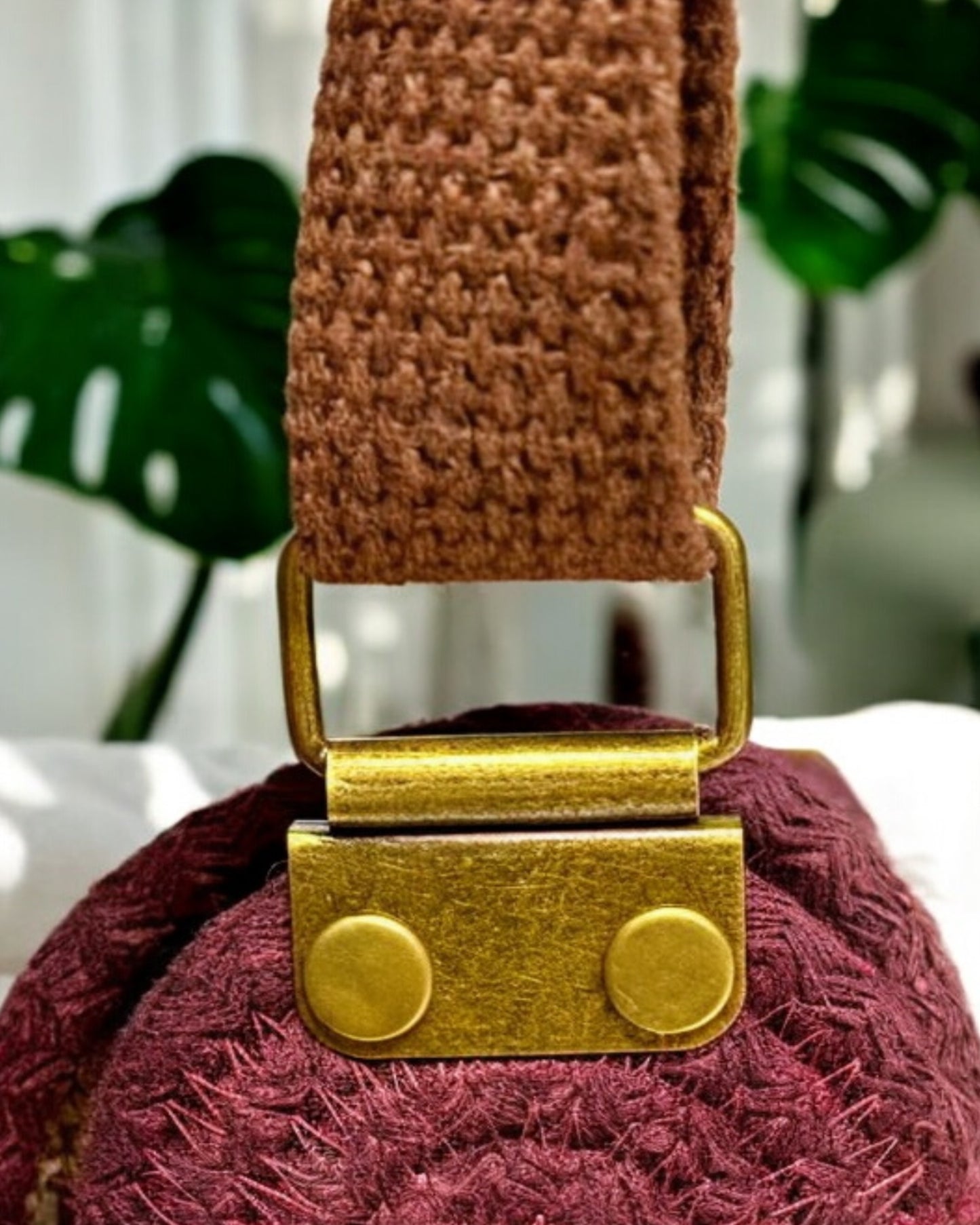 Burgundy Mahina Crossbody Messenger Bag - Gold Accents, Handmade, & Eco-Friendly (In-Stock) - Sew Da Kine