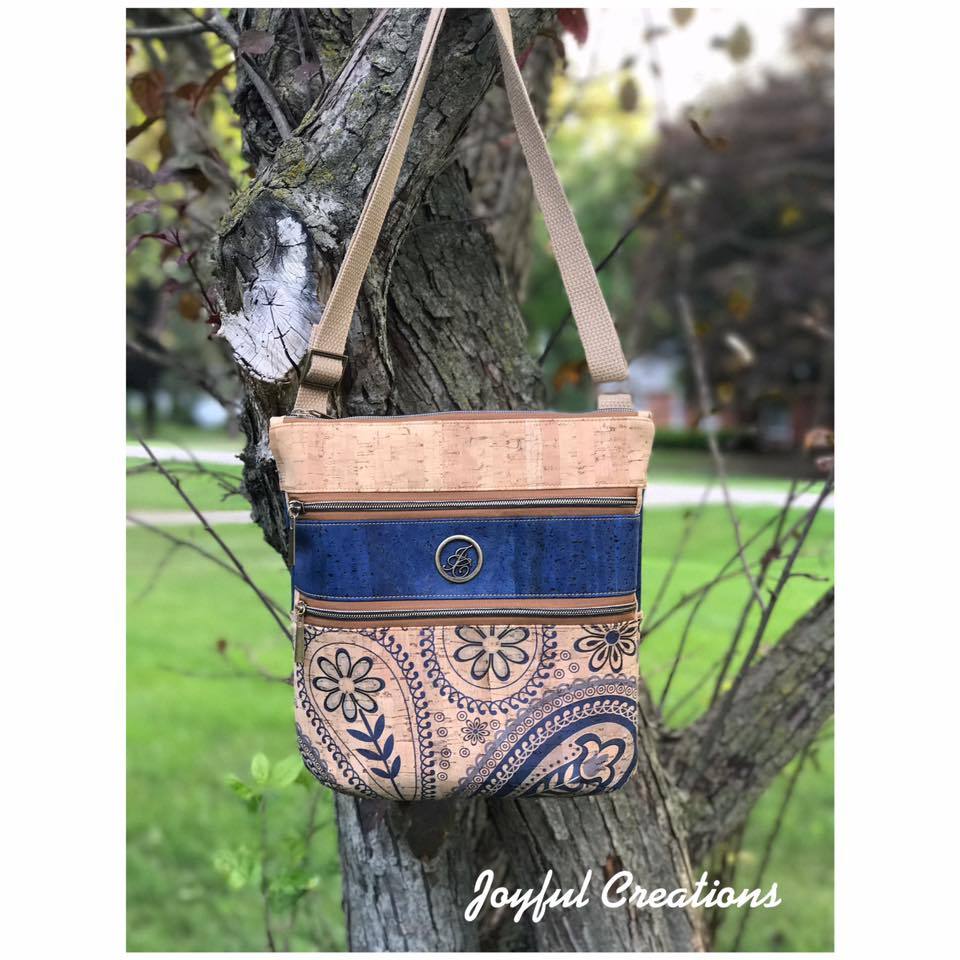 The Triple Zip - Crossbody PDF Pattern - Handmade Vegan Cork Fabric Bags