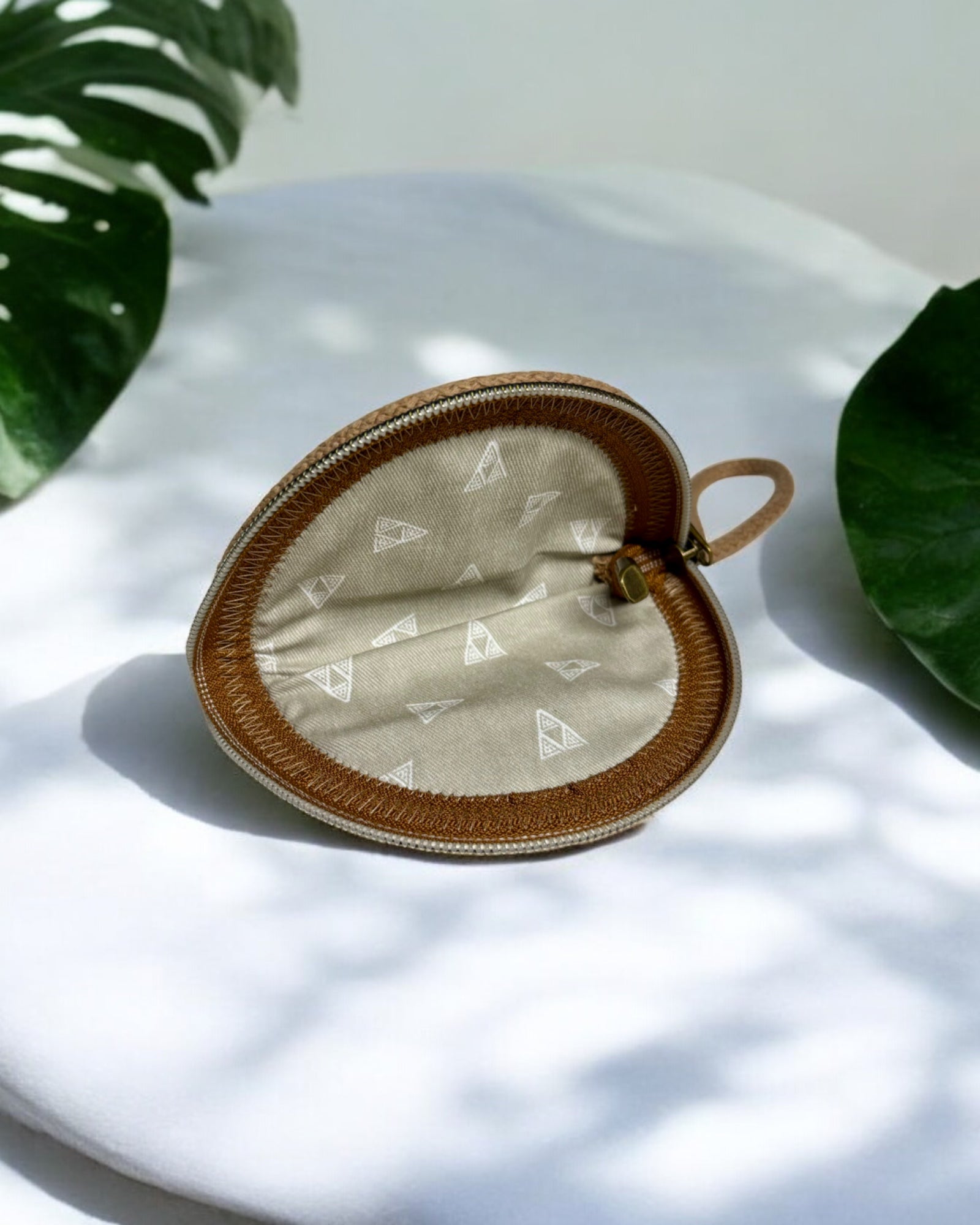 Sandstone SDK Coin Purse with Sage Ōhiʻa Flower Accents – Stylish & Sustainable (In-Stock) - Sew Da Kine