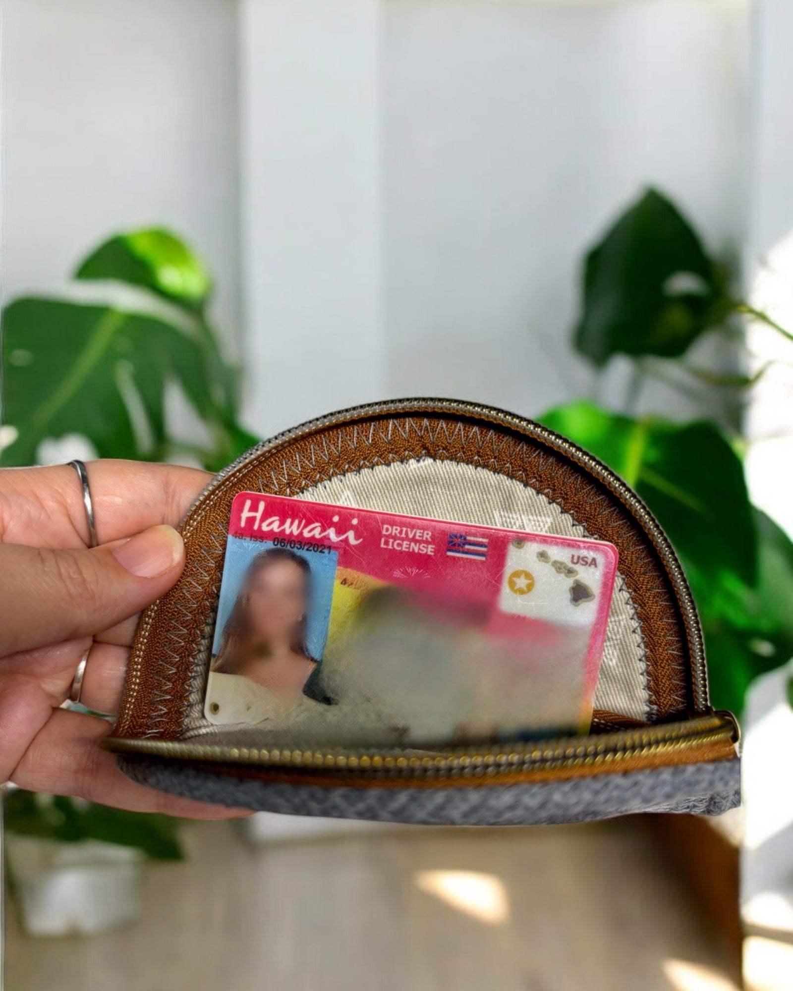 Sandstone SDK Coin Purse with Sage Ōhiʻa Flower Accents – Stylish & Sustainable (In-Stock) - Sew Da Kine