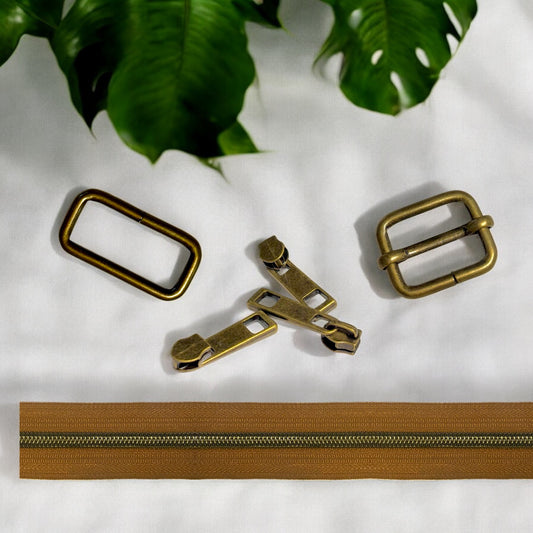 Triple Zip Crossbody Bag Hardware Kit - Antique Brass - Sew Da Kine