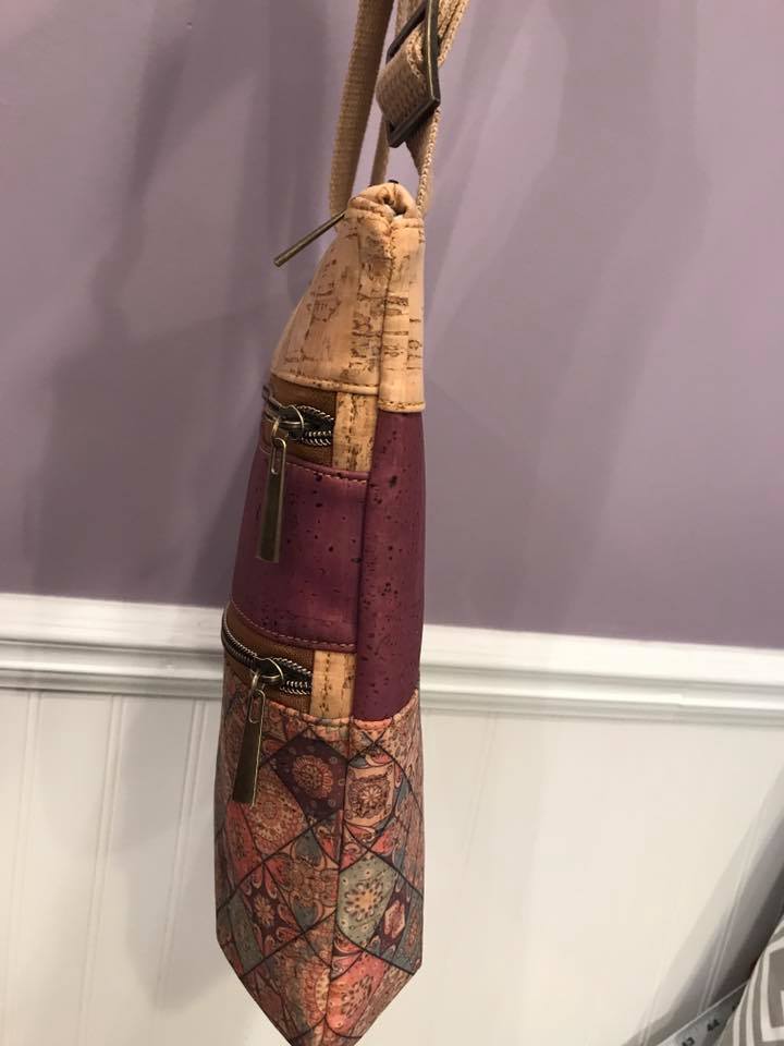 The Triple Zip - Crossbody PDF Pattern - Handmade Vegan Cork Fabric Bags 