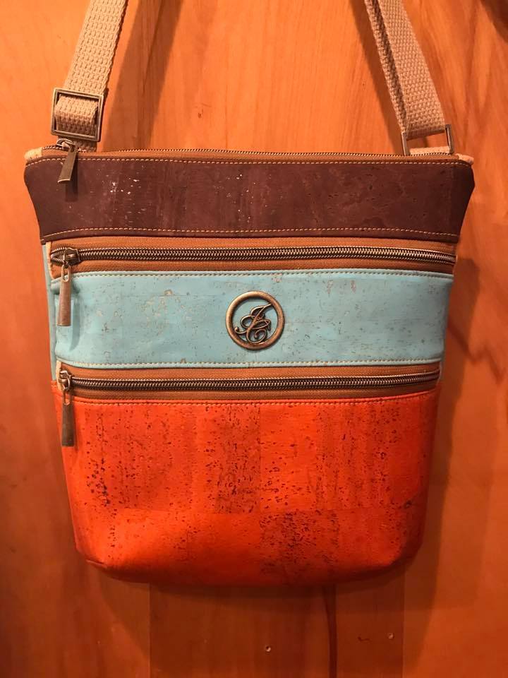 The Triple Zip - Crossbody PDF Pattern - Handmade Vegan Cork Fabric Bags 