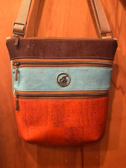 The Triple Zip - Crossbody PDF Pattern - Handmade Vegan Cork Fabric Bags 