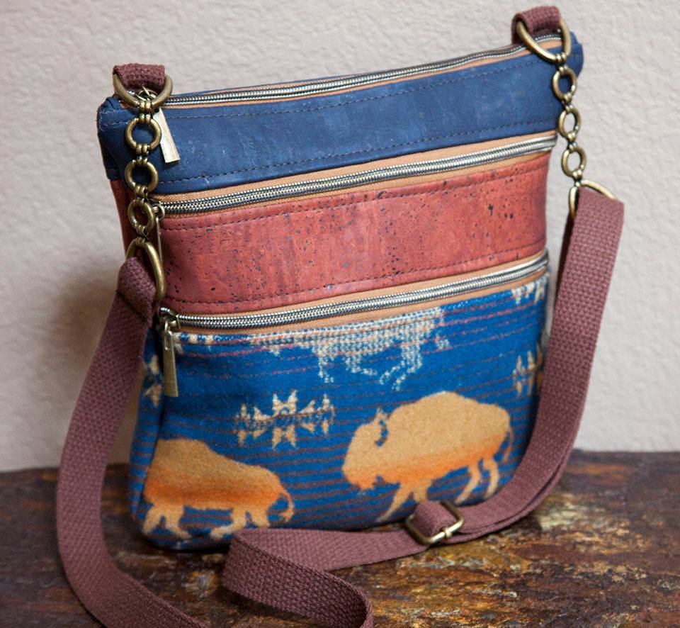 The Triple Zip - Crossbody PDF Pattern - Handmade Vegan Cork Fabric Bags 