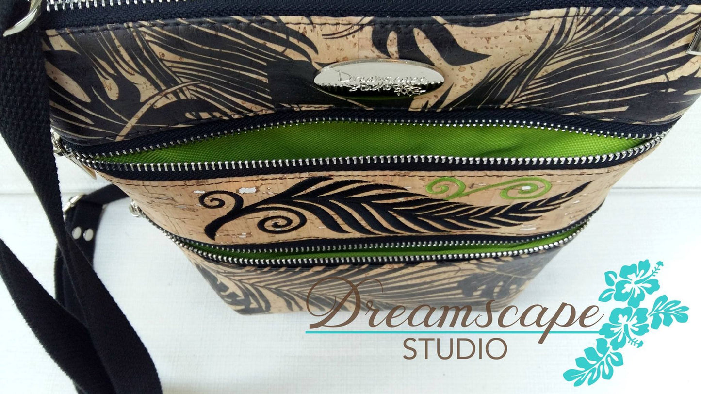 The Triple Zip - Crossbody PDF Pattern - Handmade Vegan Cork Fabric Bags 