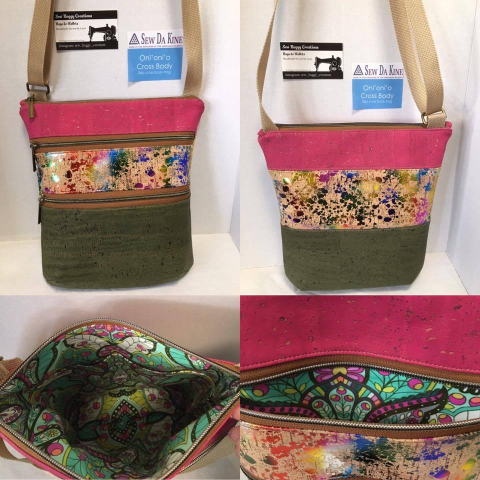 The Triple Zip - Crossbody PDF Pattern - Handmade Vegan Cork Fabric Bags 