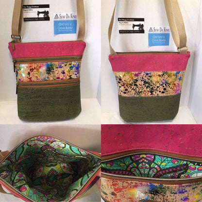 The Triple Zip - Crossbody PDF Pattern - Handmade Vegan Cork Fabric Bags 