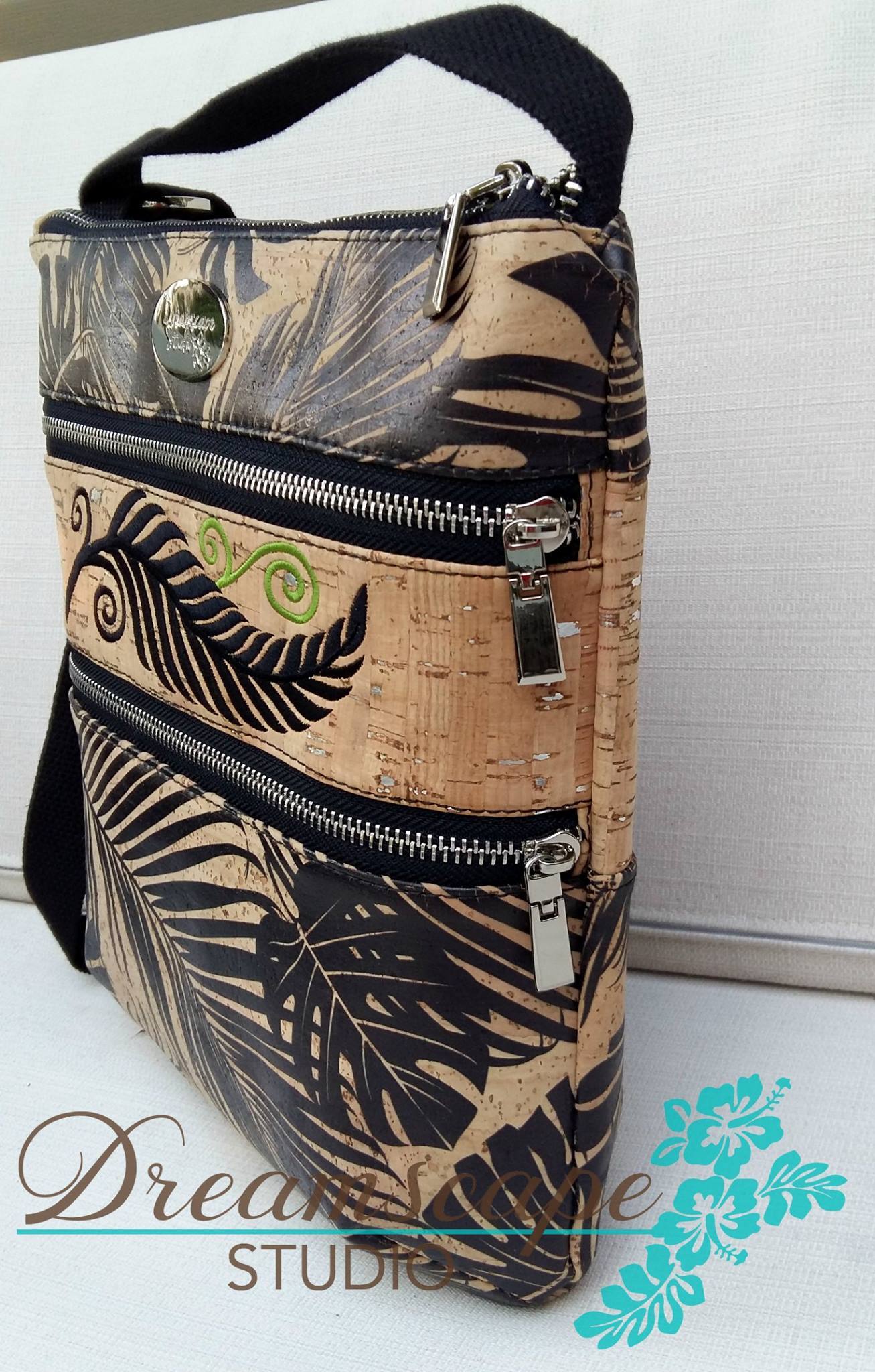 The Triple Zip - Crossbody PDF Pattern - Handmade Vegan Cork Fabric Bags 