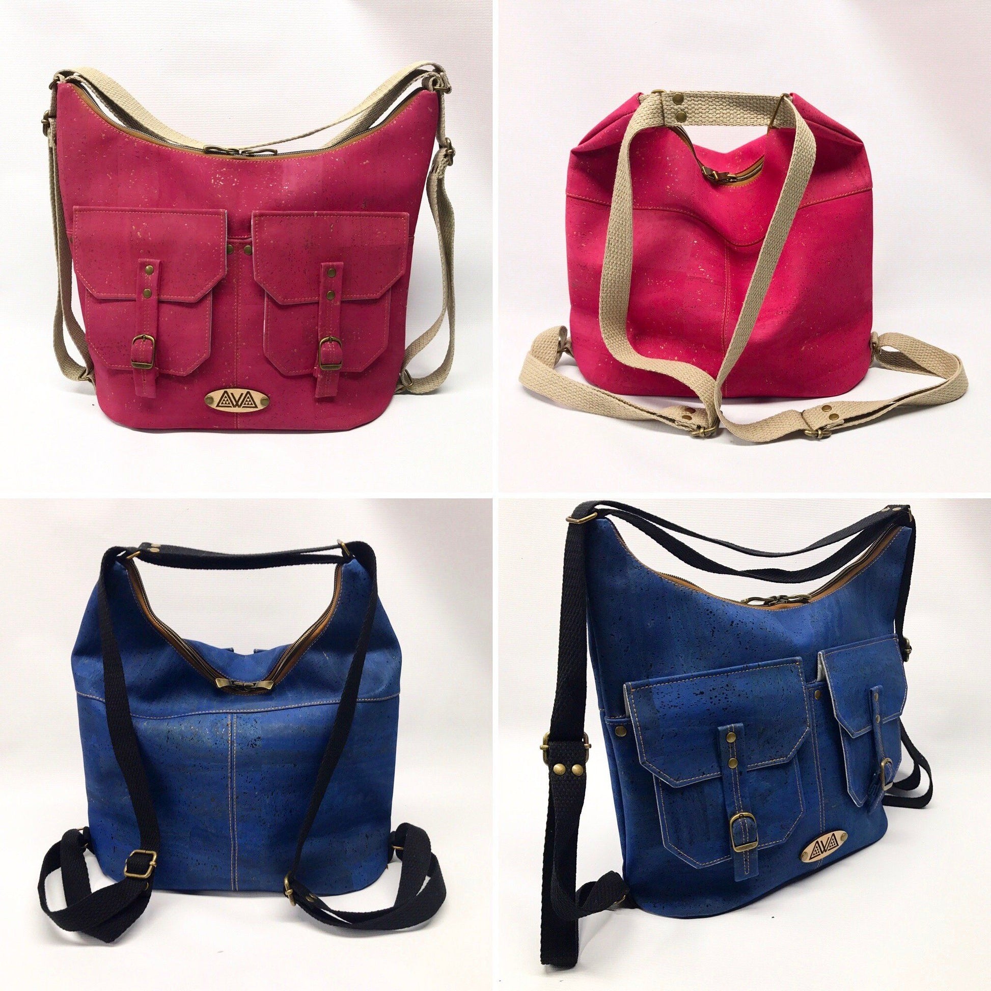 Nakoa Convertible Backpack PDF Pattern - Handmade Vegan Cork Fabric Bags 