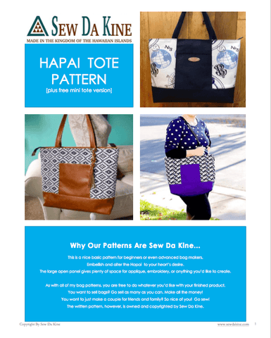 Hapai Tote PDF Pattern - Handmade Vegan Cork Fabric Bags 